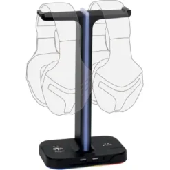 Konix FFF Double support porte casque gaming – Rétroéclairage – Noir et bleu prix maroc