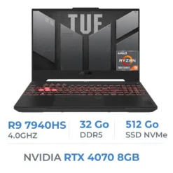 ASUS TUF Gaming A15 TUF507XI AMD Ryzen R9 7940HS/32GB DDR5/512GB SSD/RTX4070 8GB/15.6″ 144Hz