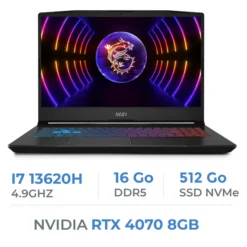MSI Pulse 15 B13VGK i7-13620H/16Go/512GB SSD/RTX4070 8GB/15,6″ QHD 240Hz