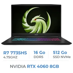 MSI BRAVO 15 C7VFK Ryzen 7 7735HS 2X8GB 512GB NVMe PCIe SSD Gen4x4 RTX 4060 8GB 15.6″ FHD 144Hz IPS