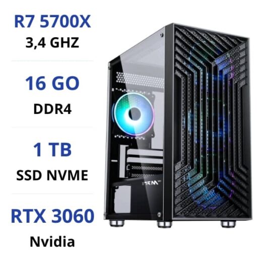 PC Gamer Ryzen 7 5700X/1TB SSD/16GB/RTX3060 prix maroc