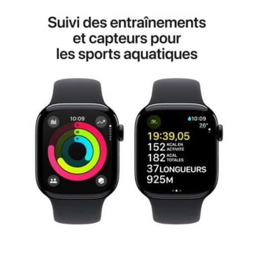 Apple Watch Series 10 GPS 42mm Boîtier en Aluminium Noir de Jais avec Bracelet Sport Noir au meilleur prix au Maroc