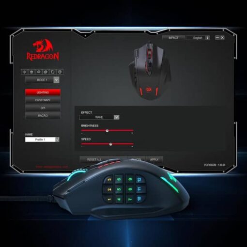 Redragon M908 Impact RGB MMO à un prix compétitif au Maroc