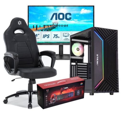 FULL SETUP Gamer Zonetech AMD R5 5600G + AOC 24B2XH/EU + HYBROK HPG200 PACK 4in1 + Skillchairs Fighter prix maroc