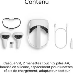 Meta Quest 2 — Casque de réalité virtuelle tout-en-un dernière génération 256 GB prix maroc