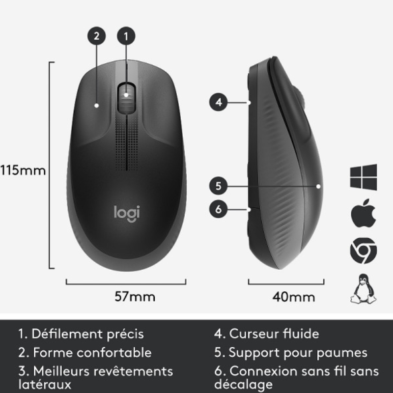 Logitech M190 (Charbon) au Prix Maroc