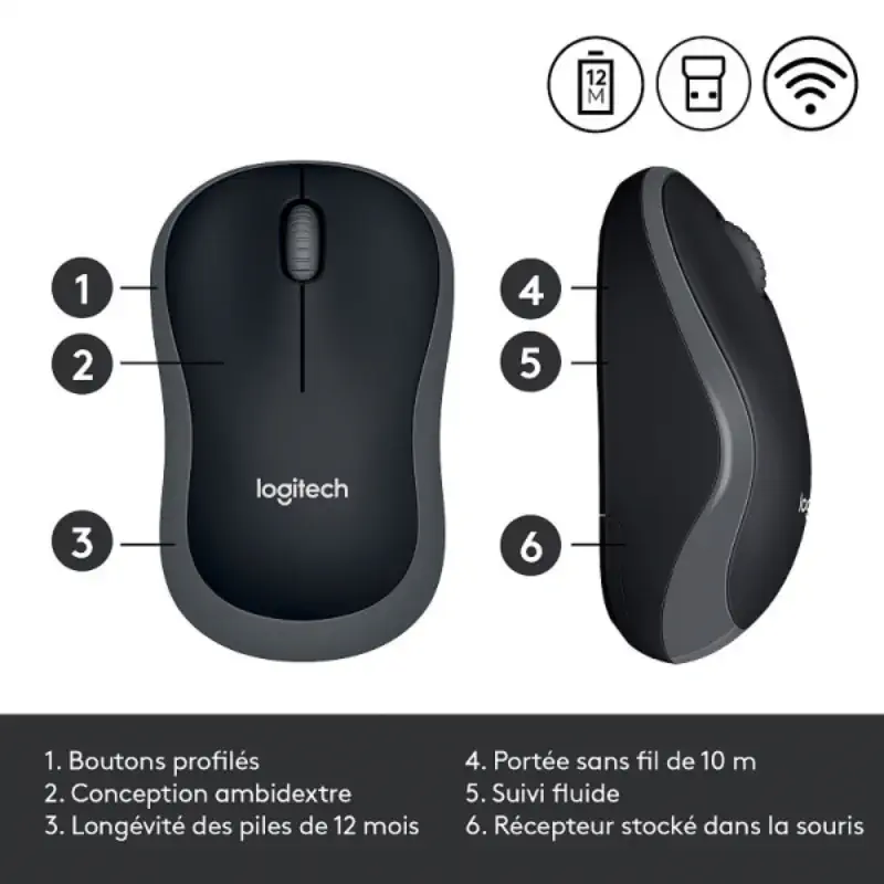 logitech-wireless-mouse-m185-gris au prix maroc