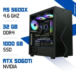 PC Gamer Ryzen 5 5600X / 1 To SSD / 32 Go DDR4 / RTX 5060 Ti MAROC