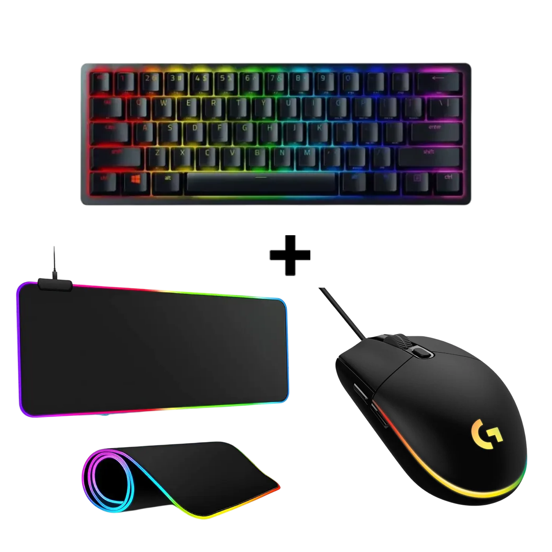 ack Gaming RGB Maroc – Clavier mécanique Huntsman Mini, souris Logitech G102, et tapis RGB XL