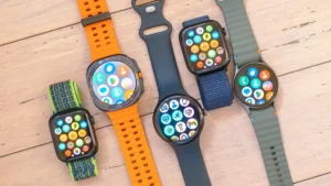 Selection of premium smart watches available in Morocco including Garmin, Huawei, and Samsung