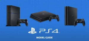 Various PS4 models displayed in a Moroccan gaming shop with accessories