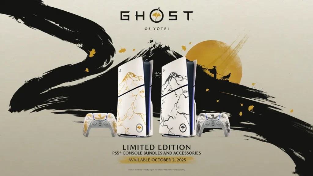 Get a first look at the PS5 Ghost of Yōtei Limited Edition consoles—kintsugi Gold and sumi‑e Black designs, matching DualSense, and release info ahead of October 2, 2025.