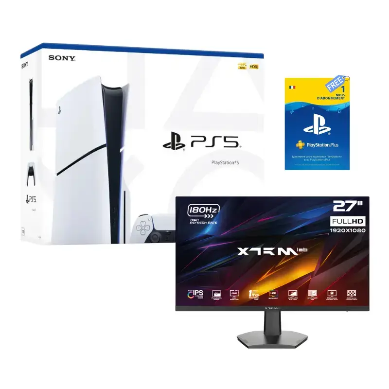 PS5 Slim avec écran 180Hz et PS Plus