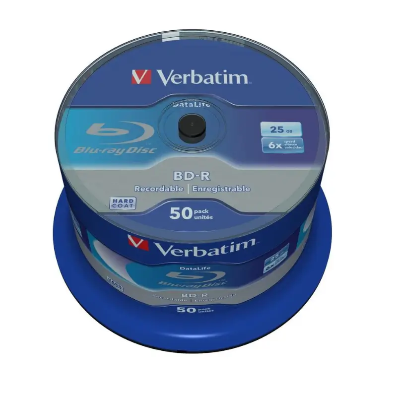 VERBATIM BD-R SL Datalife 25GB 6X – Pack de 50 Disques