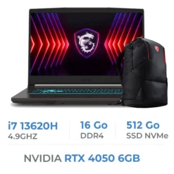PC Portable Gamer MSI Thin 15 B13VE-2659MA i7-13620H/16Go/512Go SSD/RTX 4050 6GB/15.6″ 144Hz/Win11