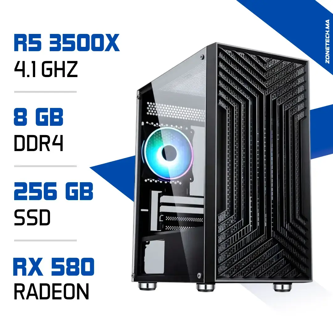 PC Gamer Ryzen 5 3500X / 256 Go SSD / 8 Go RAM / RX 580