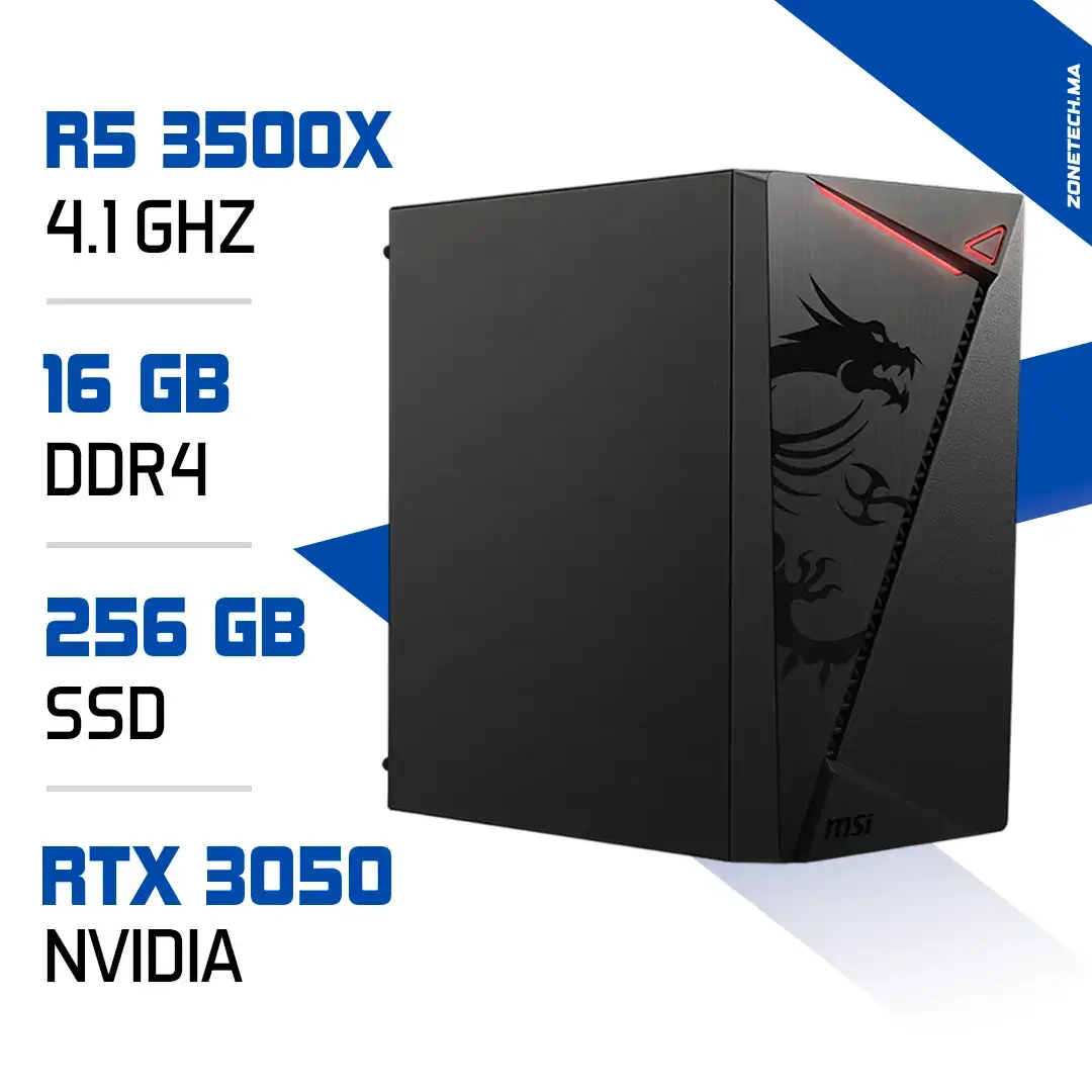 PC Gamer Zonetech Ryzen 5 3500X / 256 GB SSD / 16GB / RTX 3050 6GB