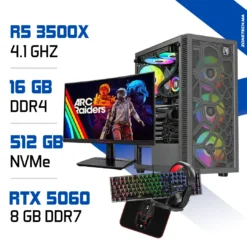 Setup Complet PC Gamer Zonetech Ryzen 5 3500X / 512 GB SSD / 16GB / RTX 5060