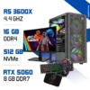Setup Complet PC Gamer Zonetech Ryzen 5 3600X / 512 GB SSD / 16GB / RTX 5060 + Connect 24A1H 23.6″ 240Hz 1ms Curved + HYBROK HPG100 PACK 4in1