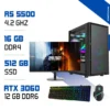 Setup Complet Ryzen 5 5500 / 512GB SSD / 16GB / RTX 3060 12GB + Écran 144Hz + Pack Gaming