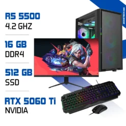 Setup Complet PC Gamer Zonetech Ryzen 5 5500 / 512 GB SSD / 16GB / RTX 5060Ti
