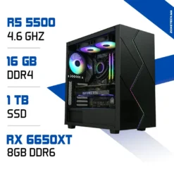 PC Gamer Ryzen 5 5500 / 1 To SSD / 16 Go DDR4 / RX 6650XT