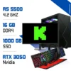 Setup Complet PC Gamer Zonetech Ryzen 5 5500 / 1000GB SSD / 16GB / RTX 3050 Maroc