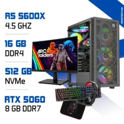 Setup Complet PC Gamer Zonetech Ryzen 5 5600X / 512 GB SSD / 16GB / RTX 5060