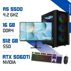 Setup Complet PC Gamer Zonetech Ryzen 5 5500 / 512 GB SSD / 16GB / RTX 5060Ti ZONETECH