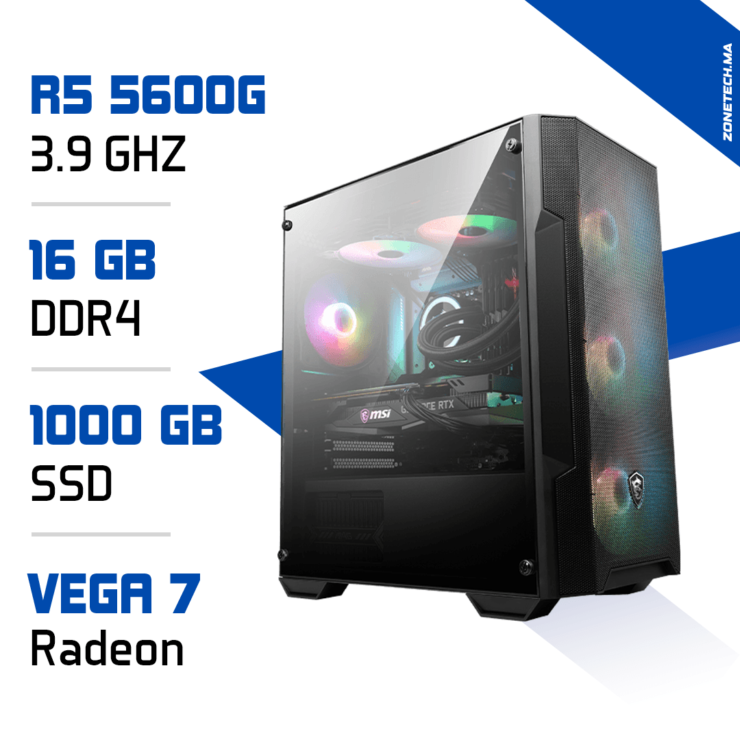 PC Gamer Ryzen 5 5600G/ 16GB / 1000 GB SSD/ Radeon Vega7