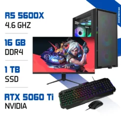 Setup Complet PC Gamer Zonetech Ryzen 5 5600X / 1TB SSD / 16GB / RTX 5060Ti