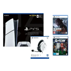 Bundle PS5 Slim Digital+ FC26 (Code PSN) + The Last of Us Part II + Razer BlackShark V2 X PlayStation Blanc