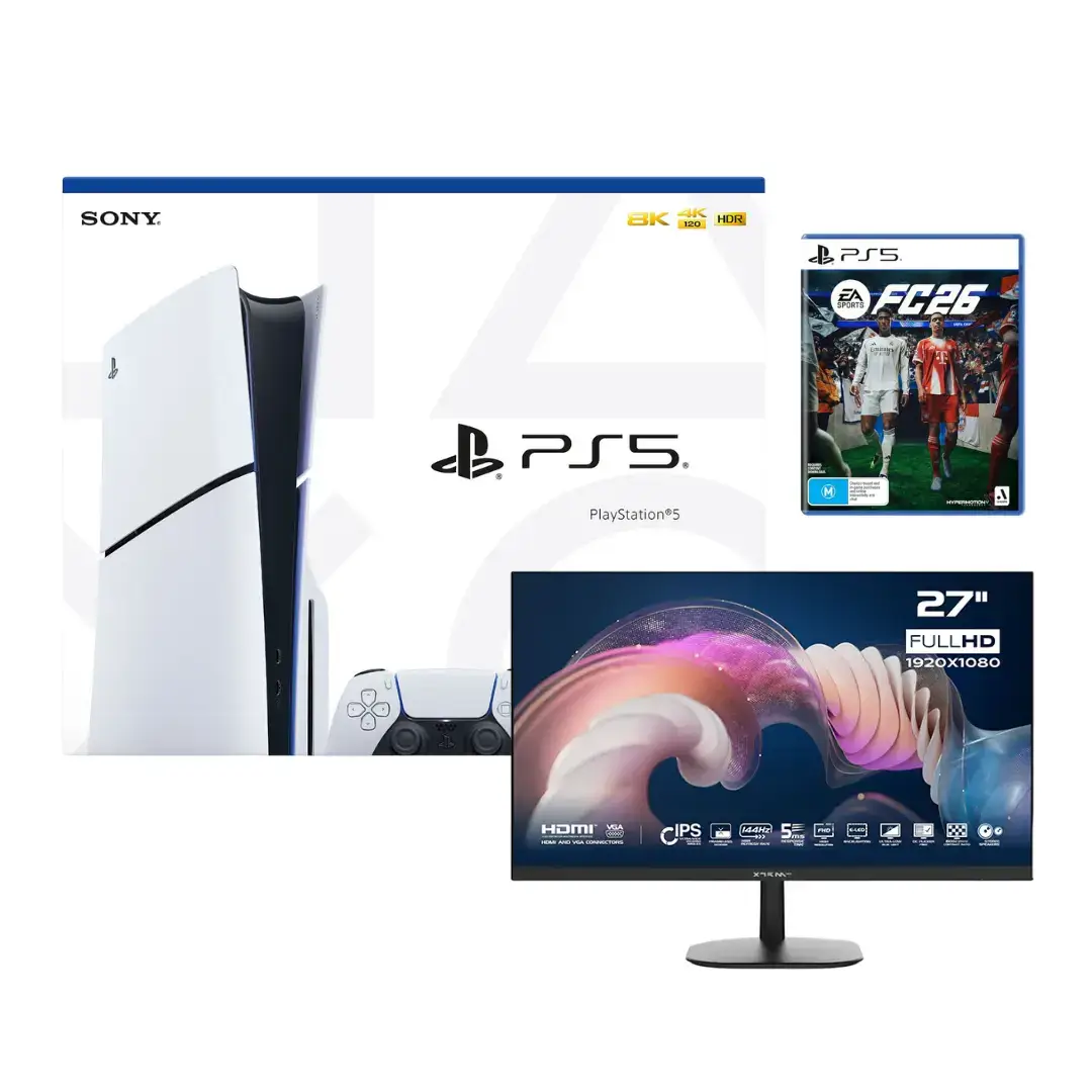 Bundle PS5 Slim Standard + XTRMLAB X27G14IFF 27″ 144Hz + FC26 (Code PSN)