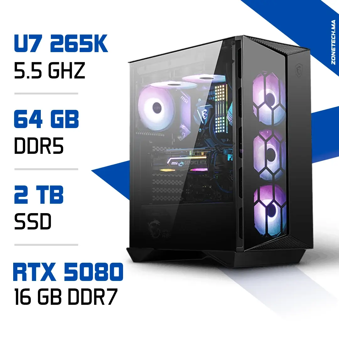 PC Pro Ultra 7 265K / 1 To SSD / 64 Go DDR5 / RTX 5080