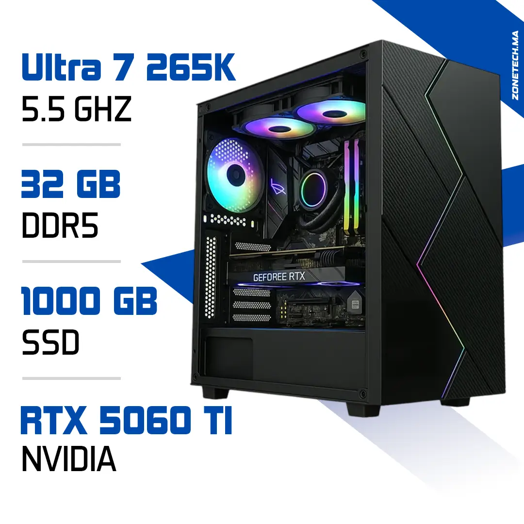 PC Gamer Ultra 7 265K / 1 To SSD / 32 Go DDR5 / RTX 5060 Ti