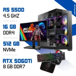 Setup Complet PC Gamer Zonetech Ryzen 5 5500 / 512 GB SSD / 16GB / RTX 5060Ti