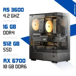 PC Gamer Zonetech Ryzen 5 3600 / 16GB RAM / 512GB SSD / RX 6700 10GB