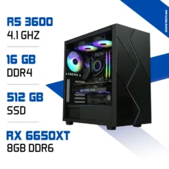 PC Gamer Ryzen 5 3600 / 512 Go SSD / 16 Go DDR4 / RX 6650XT