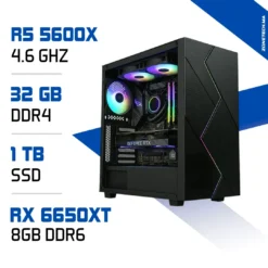 PC Gamer Ryzen 5 5600X / 1 To SSD / 32 Go DDR4 / RX 6650XT