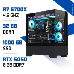PC Gamer Ryzen 7 5700X / 1000 GB SSD / 32GB / RTX 5050 8G
