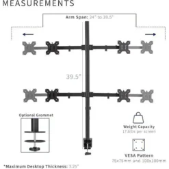 Alternative view of Support Écran PC MULTI-FUNCTION Z044 – 4 Moniteurs 15" à 33" – Réglable – Noir