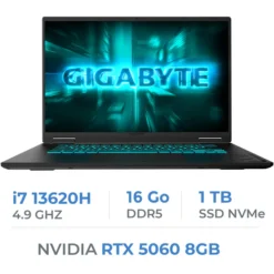 GIGABYTE GAMING A16 CVH-I3EE894SD Intel i7-13620H / 16GB DDR5 / 1TB SSD / RTX 5060 8GB / 16″ 165Hz