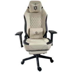SKILLCHAIRS Emperor (Beige) – Chaise Gaming Haut de Gamme avec Repose-pied et Accoudoirs 4D