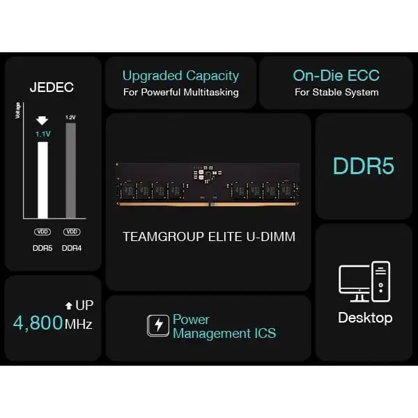 Team Group 16Go (1x 16Go) DDR5 5600 MHz CL46 Elite prix maroc