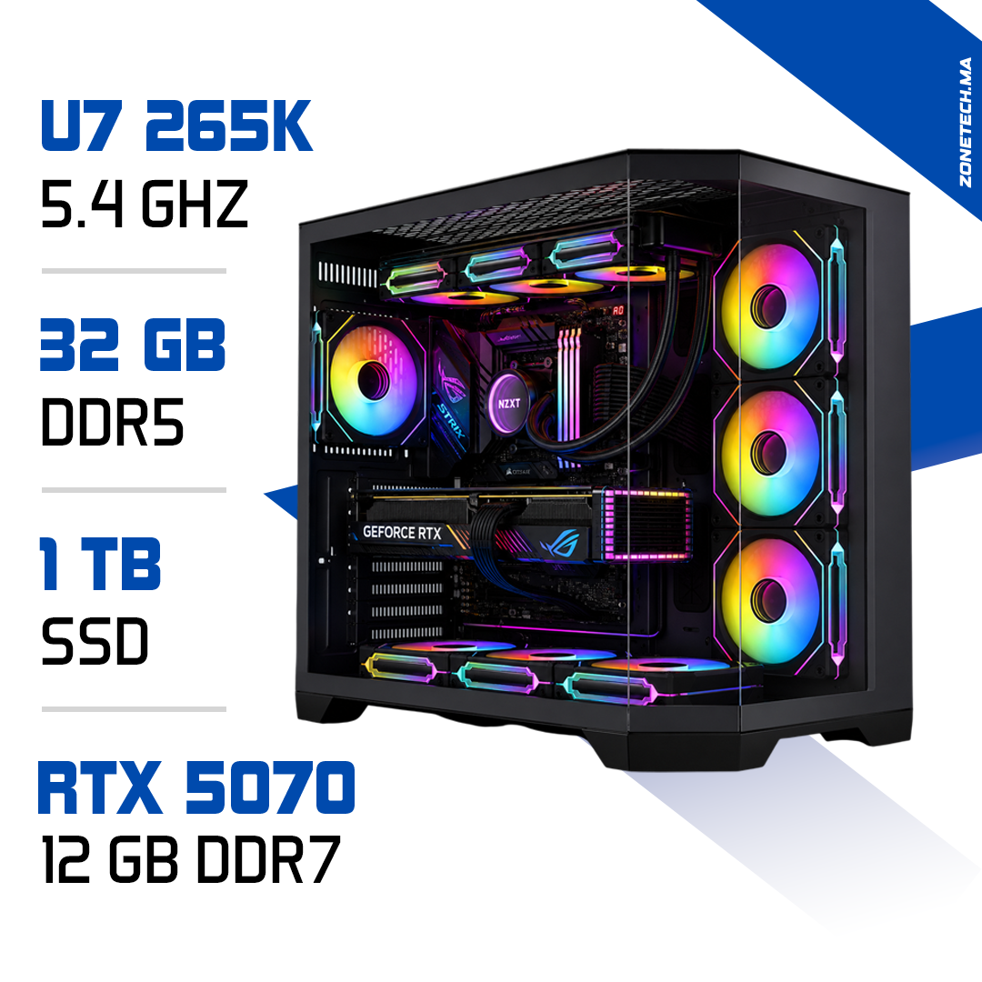 PC Pro Ultra 7 265K / 1 To SSD / 32 Go DDR5 / RTX 5070 MAROC