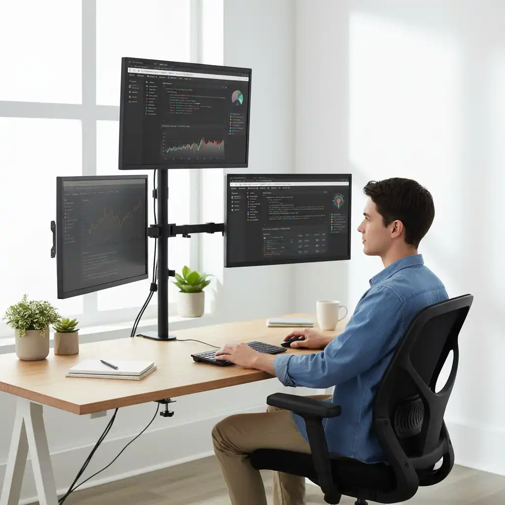 SUPPORT ECRAN PC POUR 3 MONITEURS 15" à 33" Z033 – Image 4