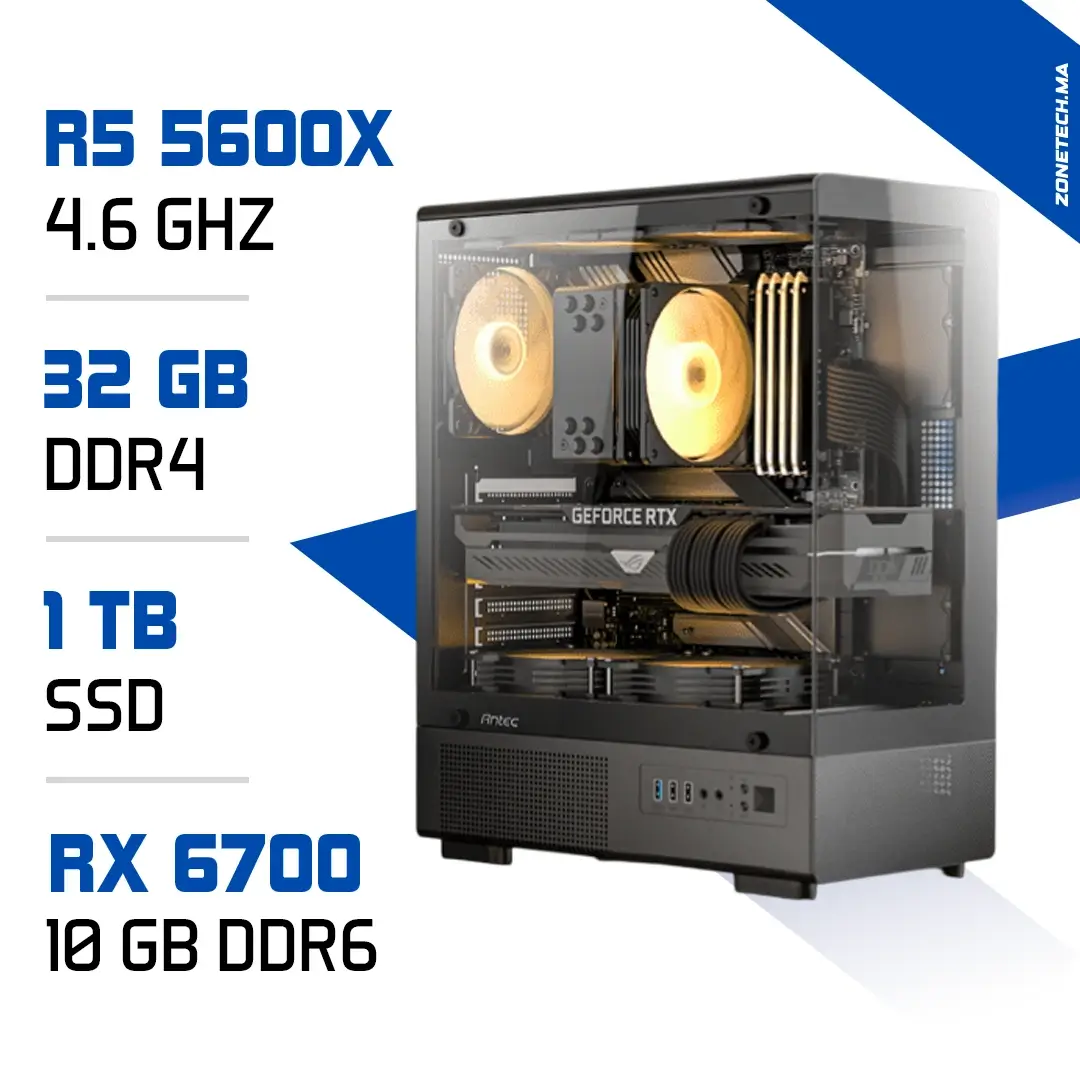 PC Gamer Zonetech Ryzen 5 5600X / 32GB RAM / 1000 GB SSD / RX 6700 10GB