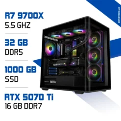 PC Pro Zonetech Ryzen 7 9700X / 32GB DDR5 / 1TB SSD / RTX 5070Ti 16GB