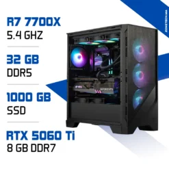 PC PRO Zonetech Ryzen 7 7700X / 32GB RAM / 1000 GB SSD / RTX 5060Ti 8GB CASABLANCA