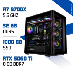 PC Pro Zonetech Ryzen 7 9700X / 32GB DDR5 / 1TB SSD / RTX 5060Ti 8GB MAROC